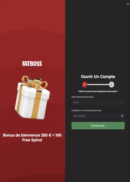 Inscription rapide nouveau joueur Fatboss Casino